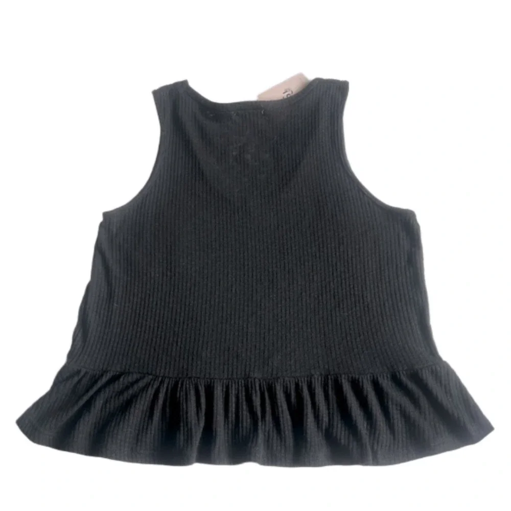 Sincerely Jules Sleeveless Ruffled Hem Tank Top Women’s Black Size XS